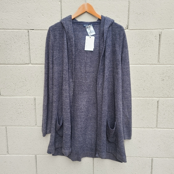 Barefoot Dreams | CozyChic Lite Resort Cardi Cardigan Lounge Sweater with Hood - Picture 2 of 8